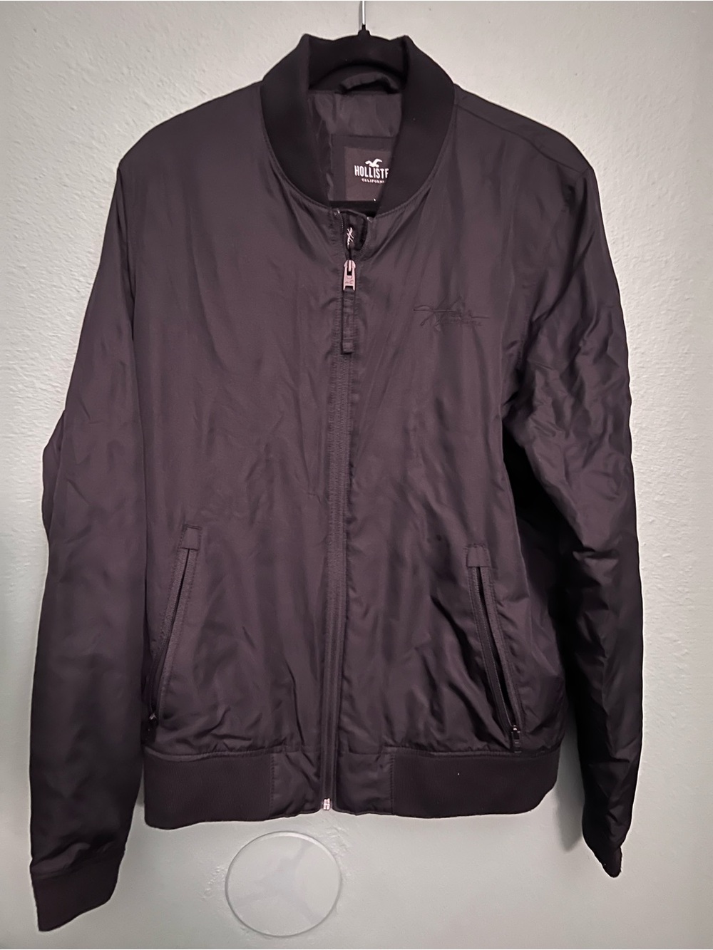 Hollister Men's Black Bomber Jacket